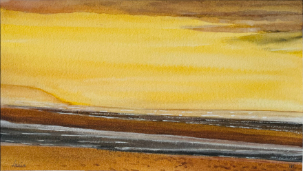 La venue de l'avenir, aquarelle, 30x17 cm, 2026